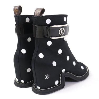 LOUIS VUITTON short boots 1AA0KD Silk, Leather black Moolite Line Women 36 Used Authentic